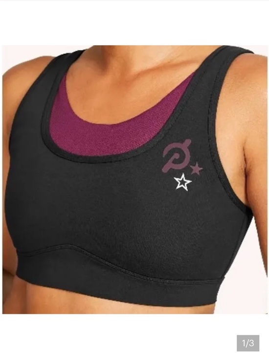 Peloton Other - Peloton Black Sports Bra with Plum Inner Layer criss-cross Sz S EUC